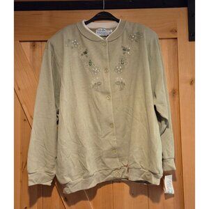 New! Palm Harbor Embroidered Beaded Button Cardigan Women 2X Pockets Holiday